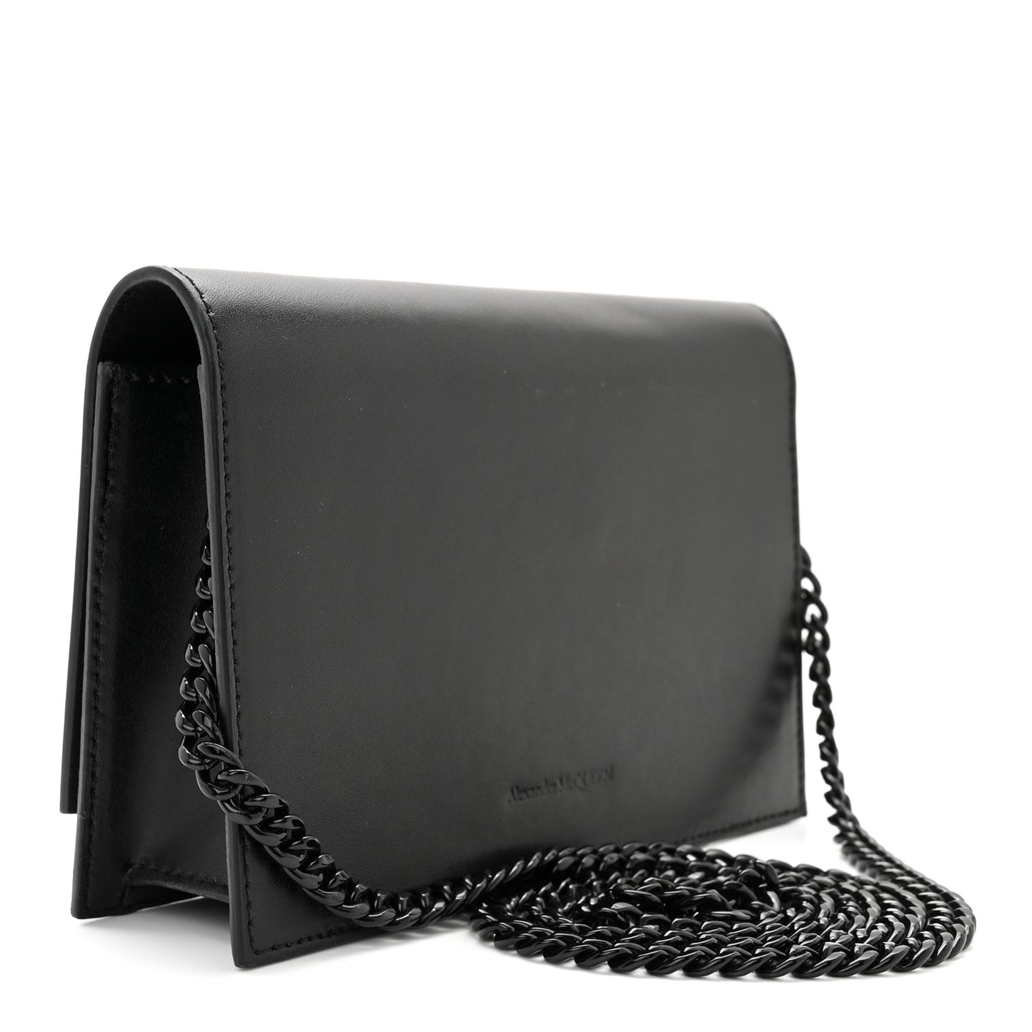 Calfskin Mini Skull Chain Crossbody Bag Black