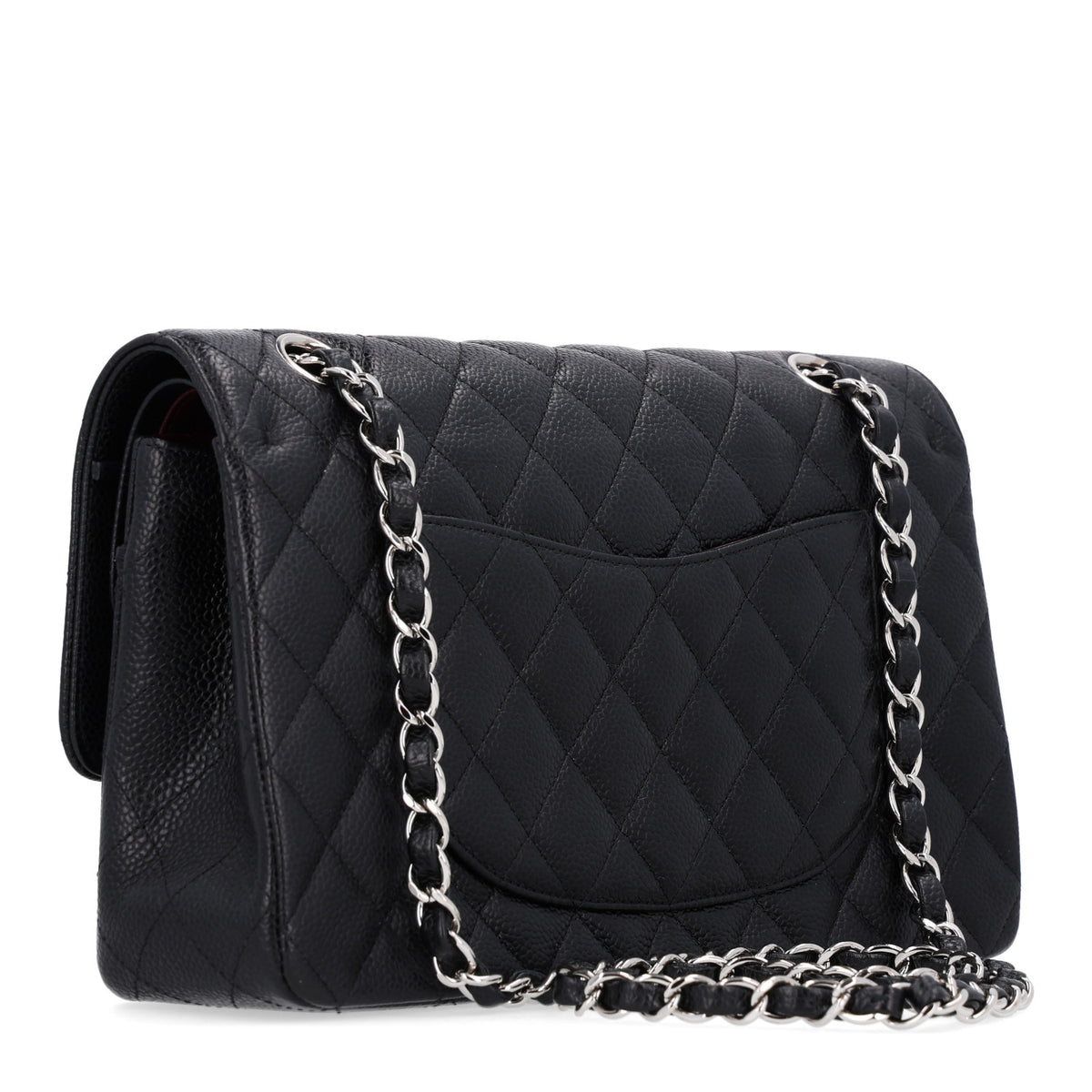 Caviar Quilted Medium Double Flap Black