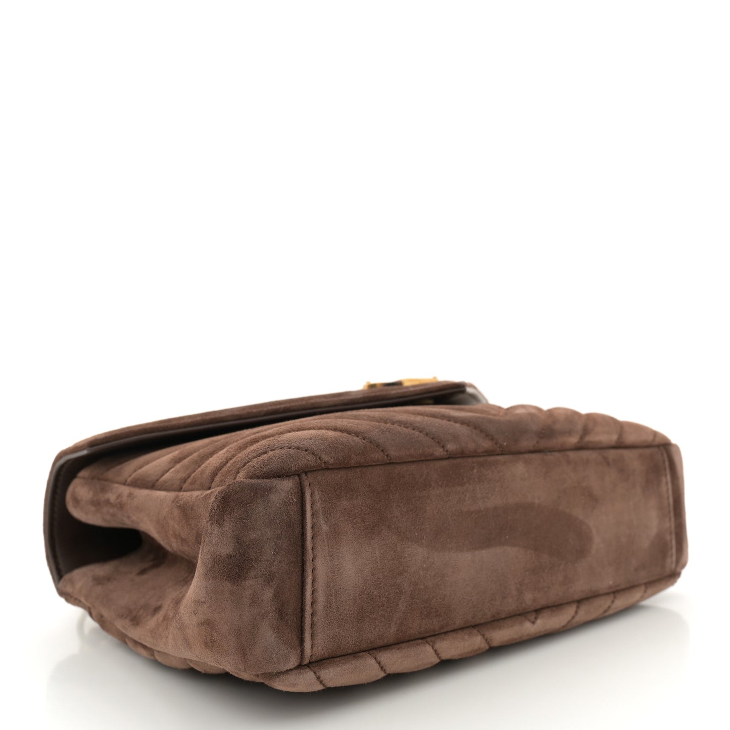 Suede Matelasse Chevron Monogram Medium College Bag Bark Brown