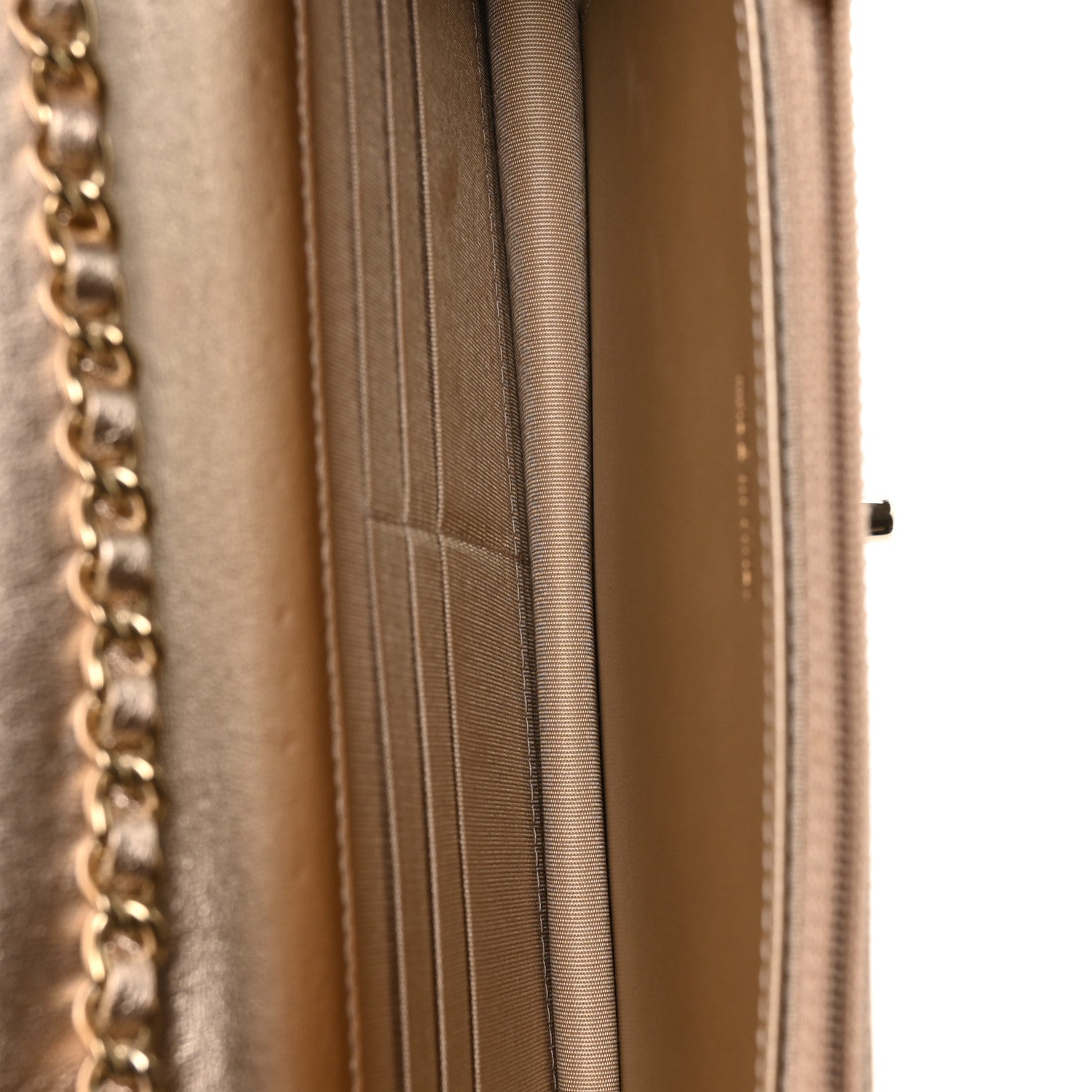Chanel Metallic Lambskin Quilted Trendy CC Wallet On Chain WOC Gold 5 of 12