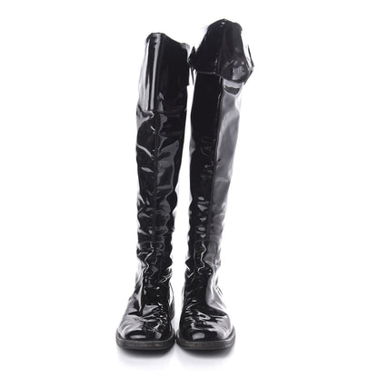 Chanel Patent Knee High Boots 38 Black 2 of 16