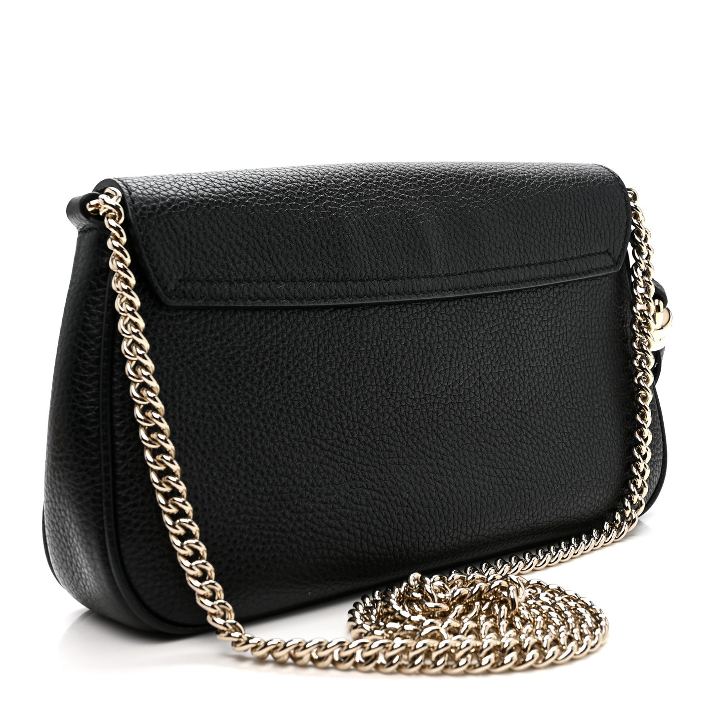 Pebbled Calfskin Medium Soho Flap Crossbody Black