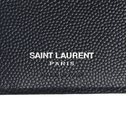 Saint Laurent Grain De Poudre Matelasse Chevron Small Monogram Passport Case Deep Marine 6 of 7