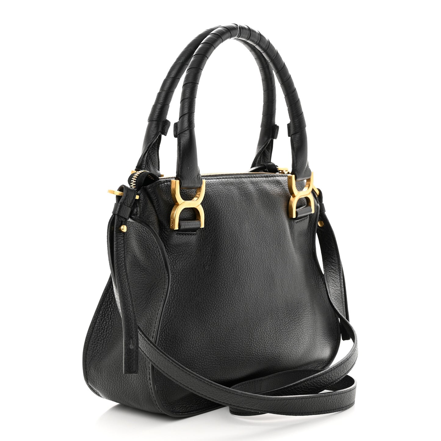 Calfskin Small Marcie Satchel Black