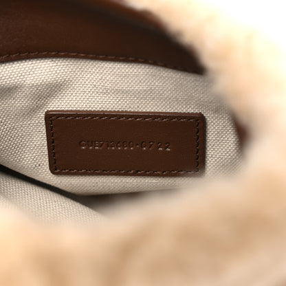 Saint Laurent Shearling Quilted Monogram Loulou Puffer Pouch Clutch Natural Beige Brick 7 of 9