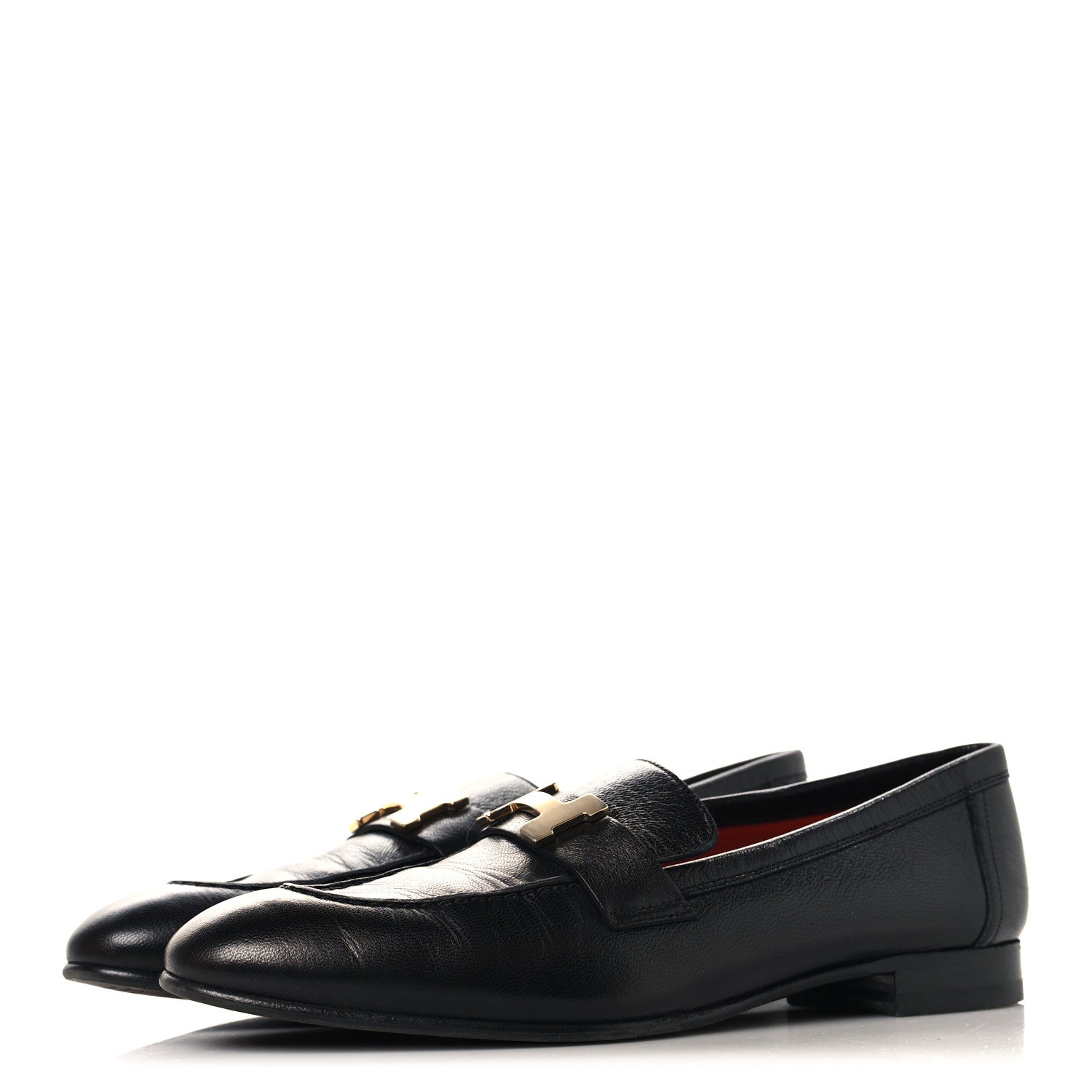 Hermes Goatskin Womens Paris Loafers 38.5 Black 4 of 11