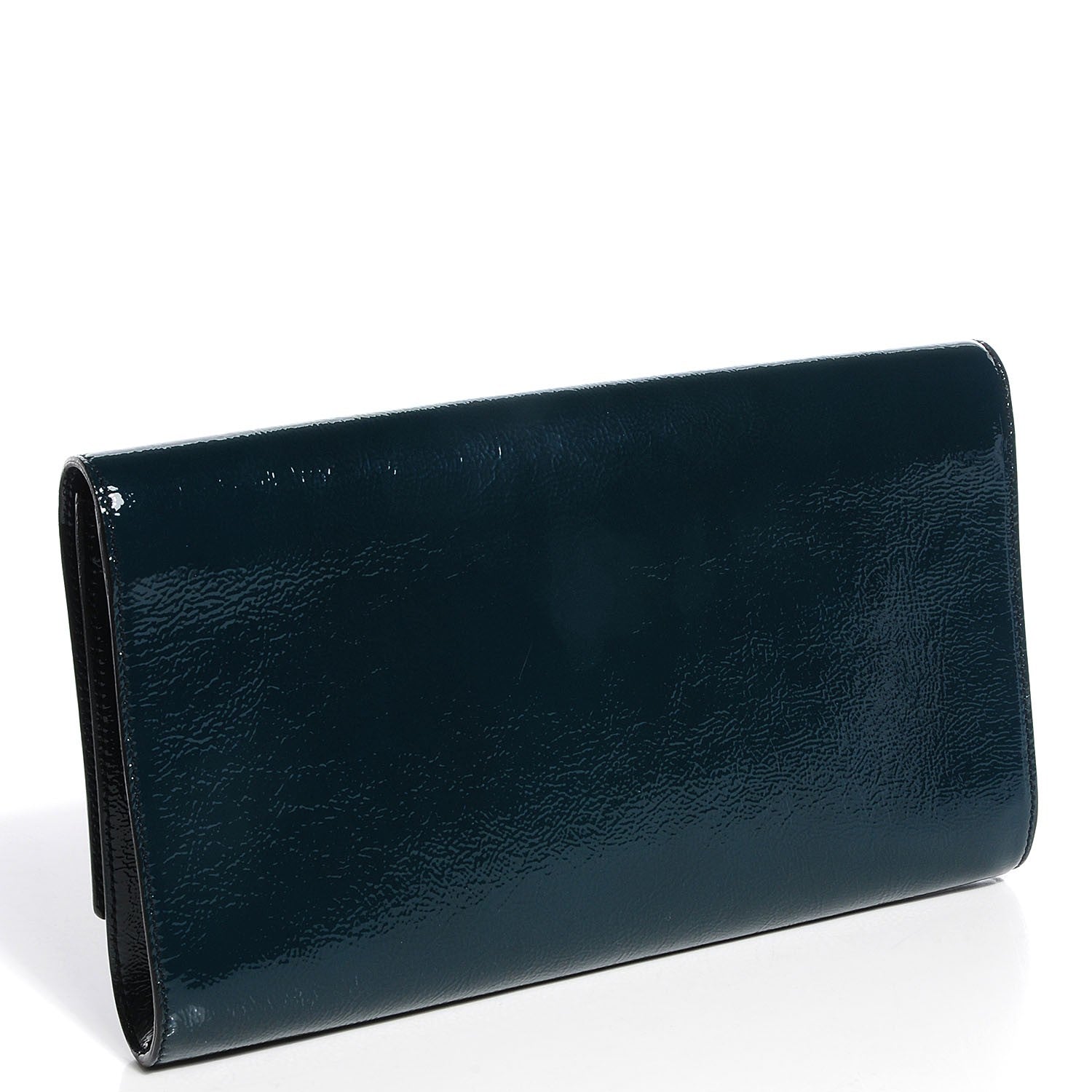 Saint Laurent Textured Patent Large Belle de Jour Clutch Petrol 3 of 7