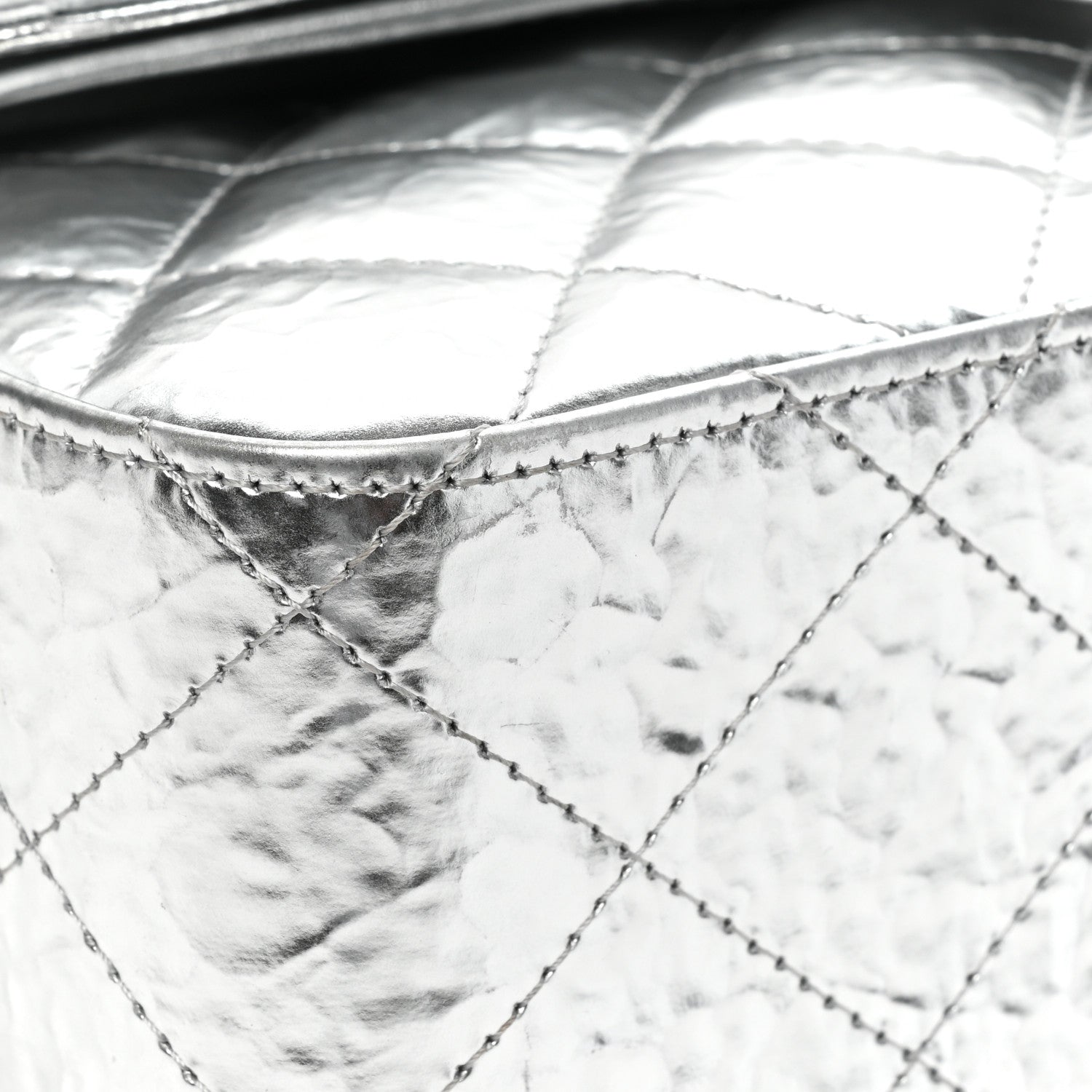 Chanel Hammered Metallic Calfskin Quilted Small Double Flap Silver 11 of 14