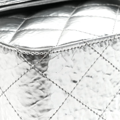 Chanel Hammered Metallic Calfskin Quilted Small Double Flap Silver 11 of 14