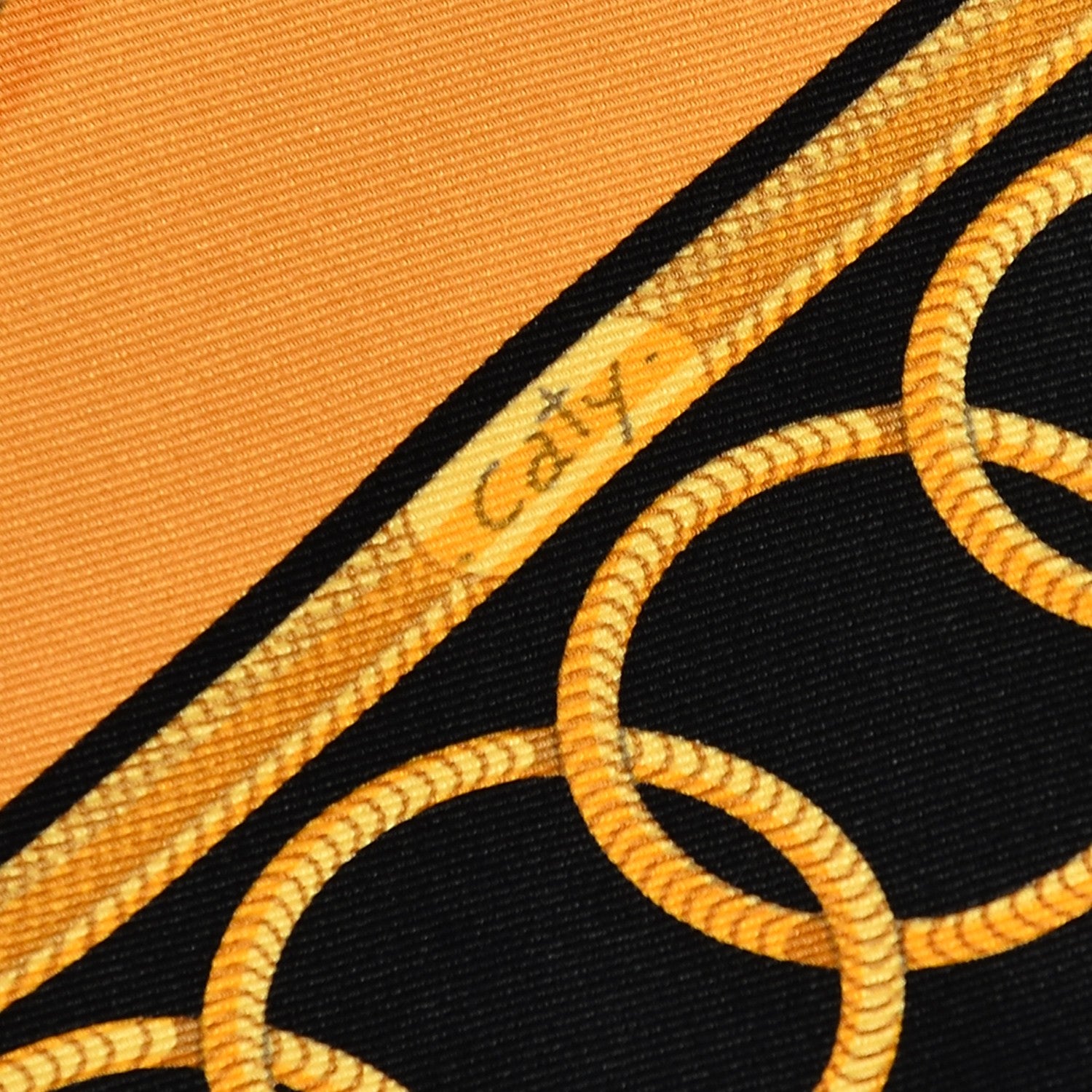 Hermes Silk Epaulettes Scarf 70 Black Jaune D'Or Vieil Or 4 of 7