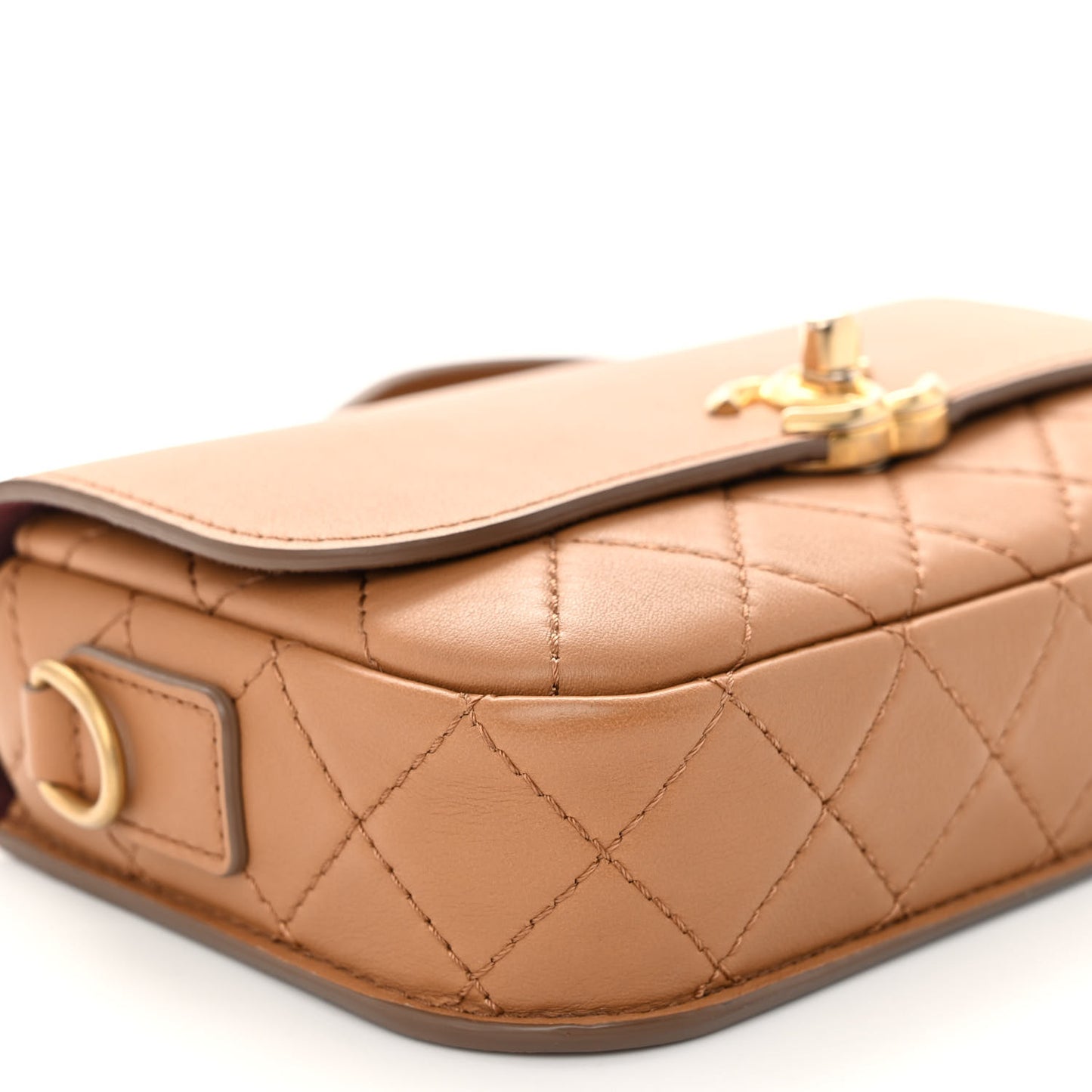 Calfskin Quilted Multi Pouching Flap And Coin Purse Beige