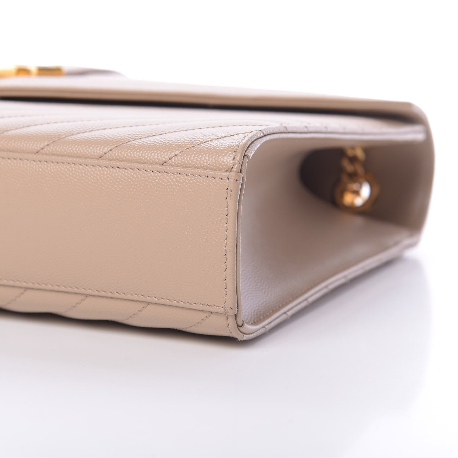Saint Laurent Grain De Poudre Matelasse Chevron Large Monogram Satchel Dark Beige 10 of 10