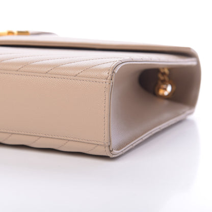 Saint Laurent Grain De Poudre Matelasse Chevron Large Monogram Satchel Dark Beige 10 of 10
