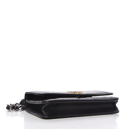 Chanel Shiny Goatskin Quilted Chanel 19 Wallet On Chain WOC Black 4 of 12