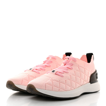 Chanel Mixed Fibers Quilted Womens CC Sneakers 41 Light Pink 3 of 8
