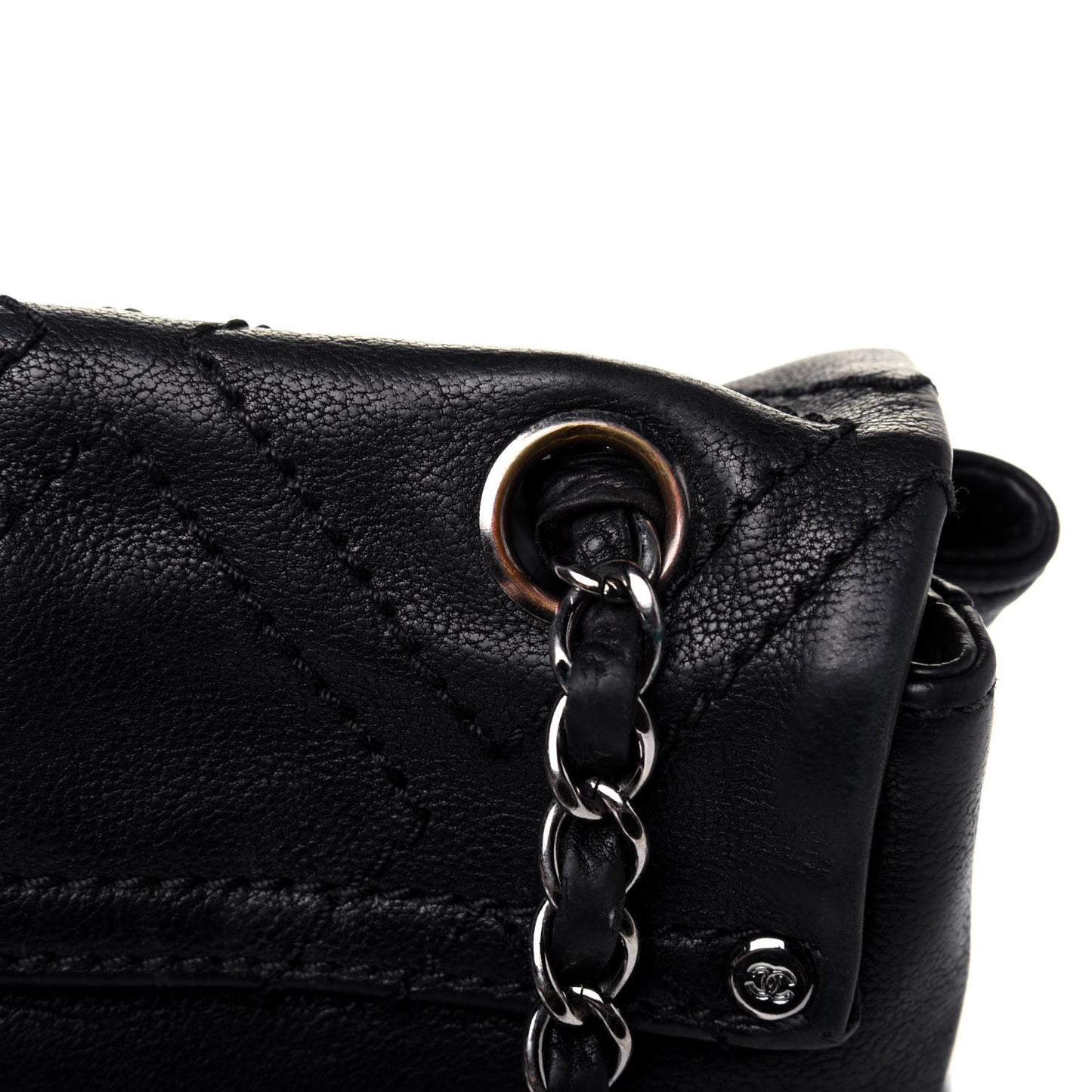 Calfskin Diamond Stitch Large Messenger Black