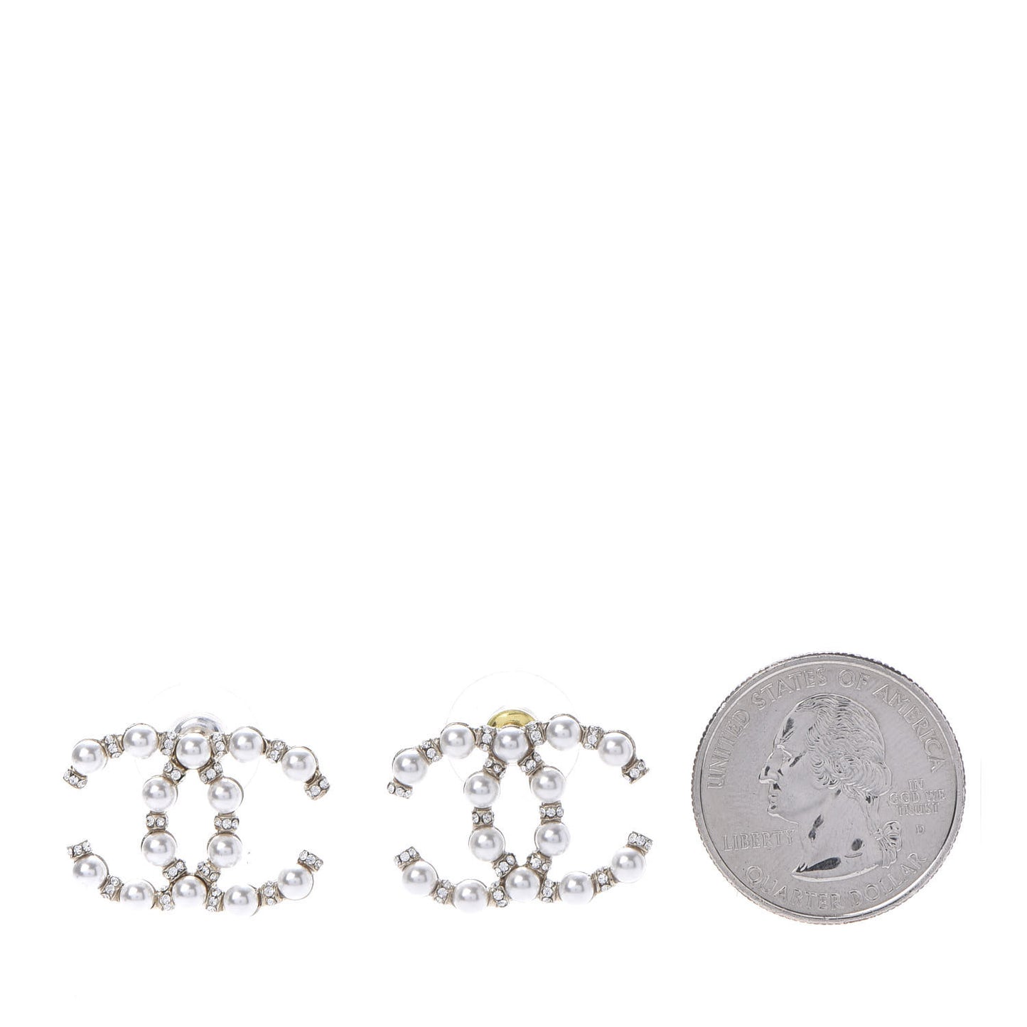 Pearl Crystal Nefertiti CC Earrings Gold