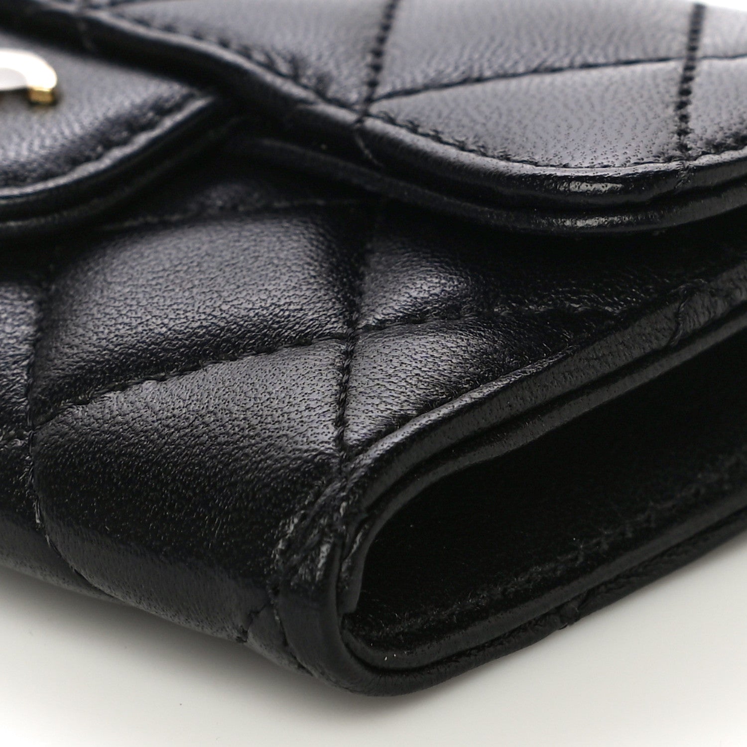 Chanel Lambskin Quilted Flap Card Holder Wallet Black 10 of 10