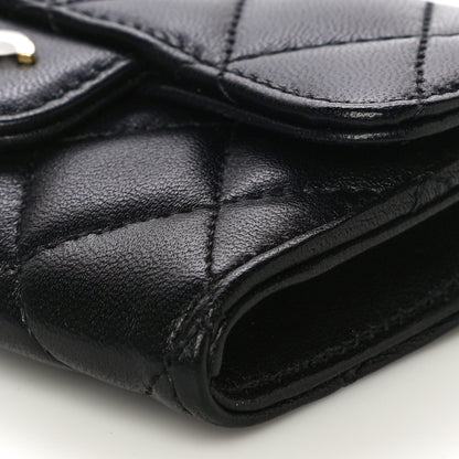 Chanel Lambskin Quilted Flap Card Holder Wallet Black 10 of 10