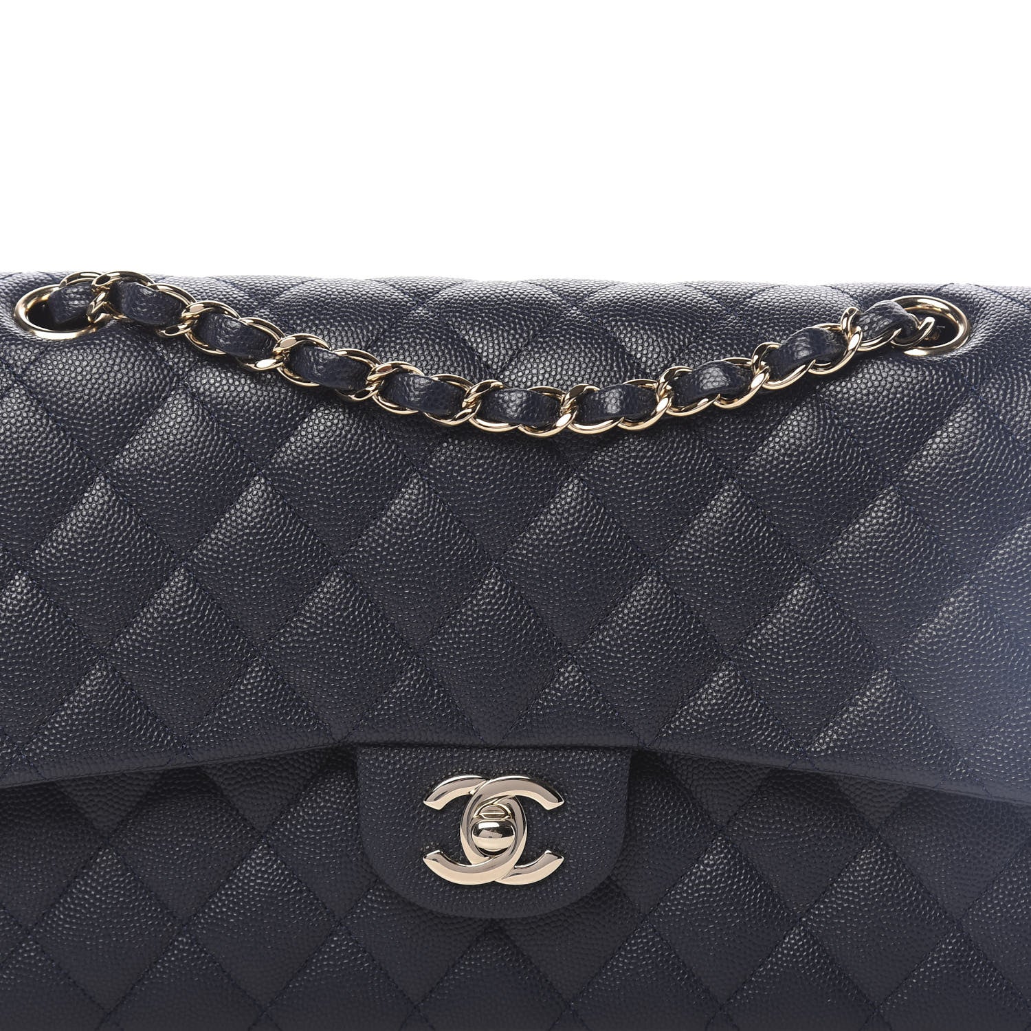 Chanel Caviar Quilted Medium Double Flap Navy 10 of 11