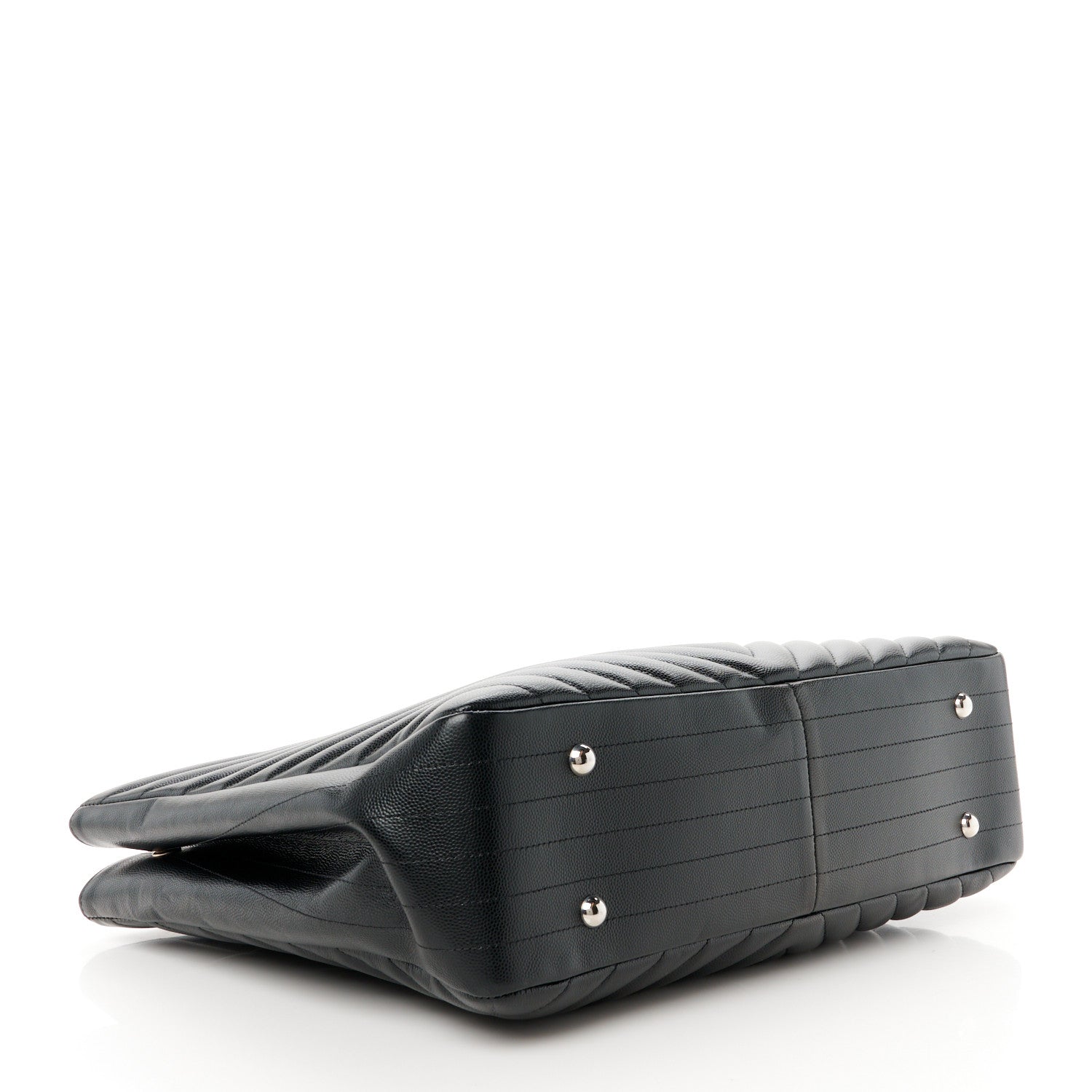 Chanel Caviar Chevron Quilted Large Shopping Tote Black 3 of 9