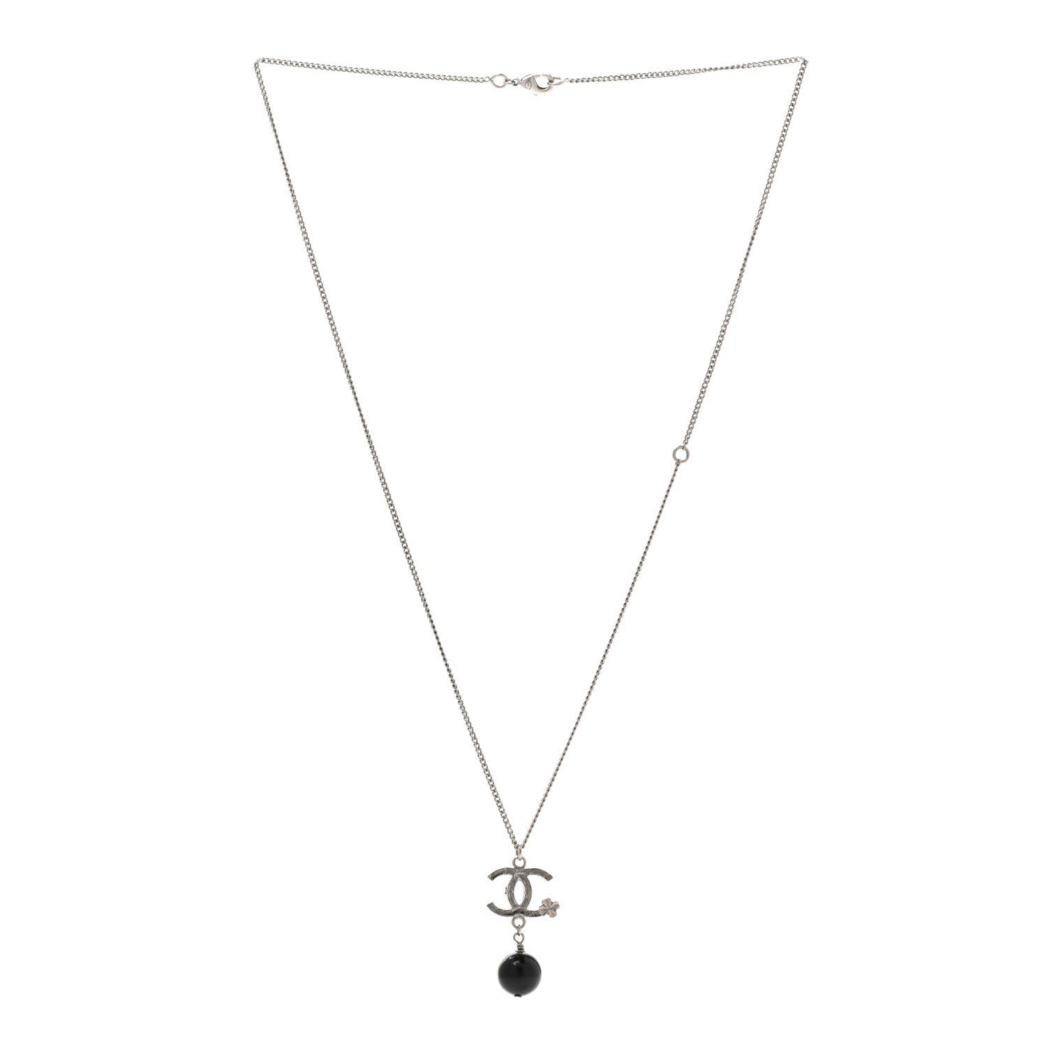 Chanel CC Bead Drop Necklace Black 3 of 8