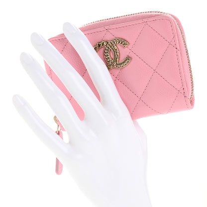 Chanel Caviar Quilted Multi Chain Zip Coin Purse Light Pink 2 of 8