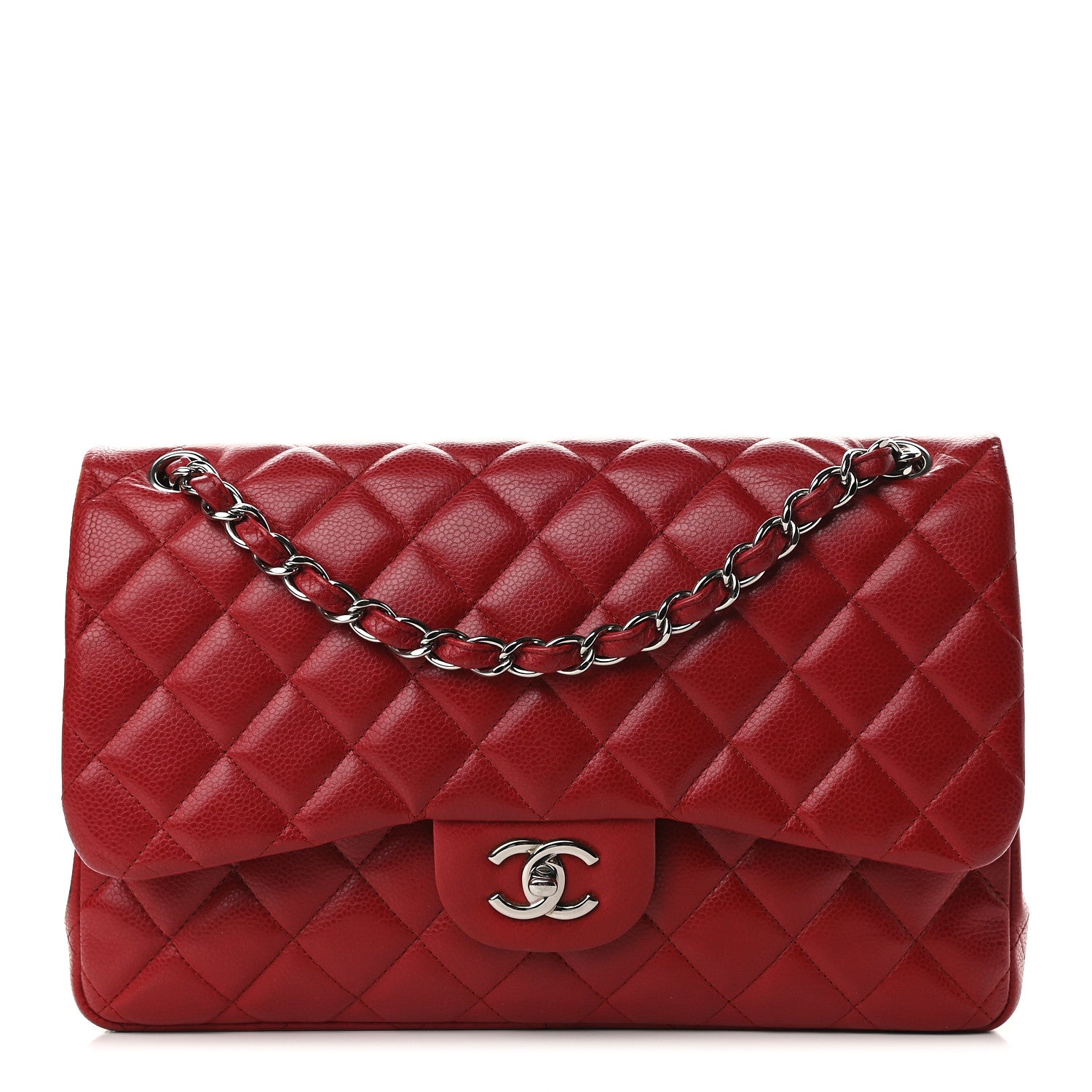 Chanel Caviar Quilted Jumbo Double Flap Dark Red 1 of 9
