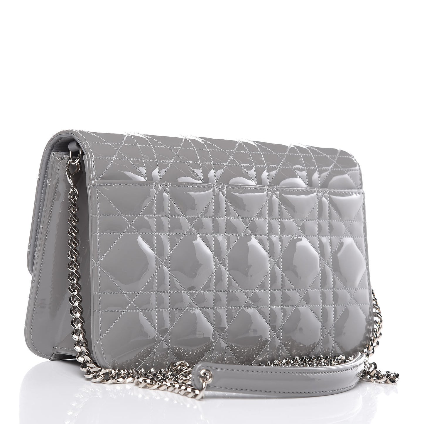 Patent Cannage Miss Dior Promenade Pouch Grey