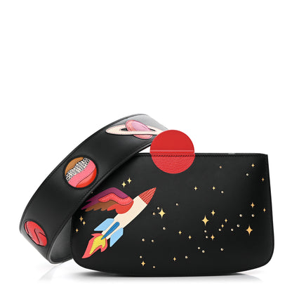 Hermes Veau Monsieur Lizard Ostrich Spaceship Sac A Malice Black Multicolor 1 of 13