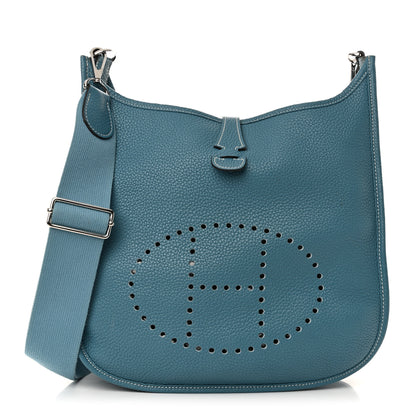 Hermes Taurillon Clemence EVELYNE III PM Blue Jean 1 of 11