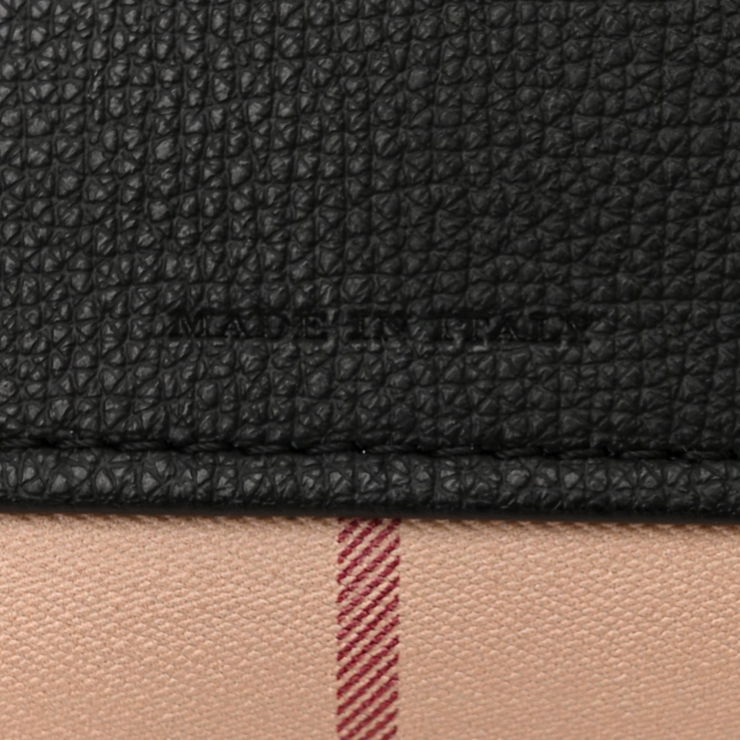 Grainy Calfskin Haymarket Check Medium Reversible Tote Black