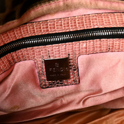 Fendi Lizard Zucca Embroidered Mama Baguette Pink Multicolor 6 of 16