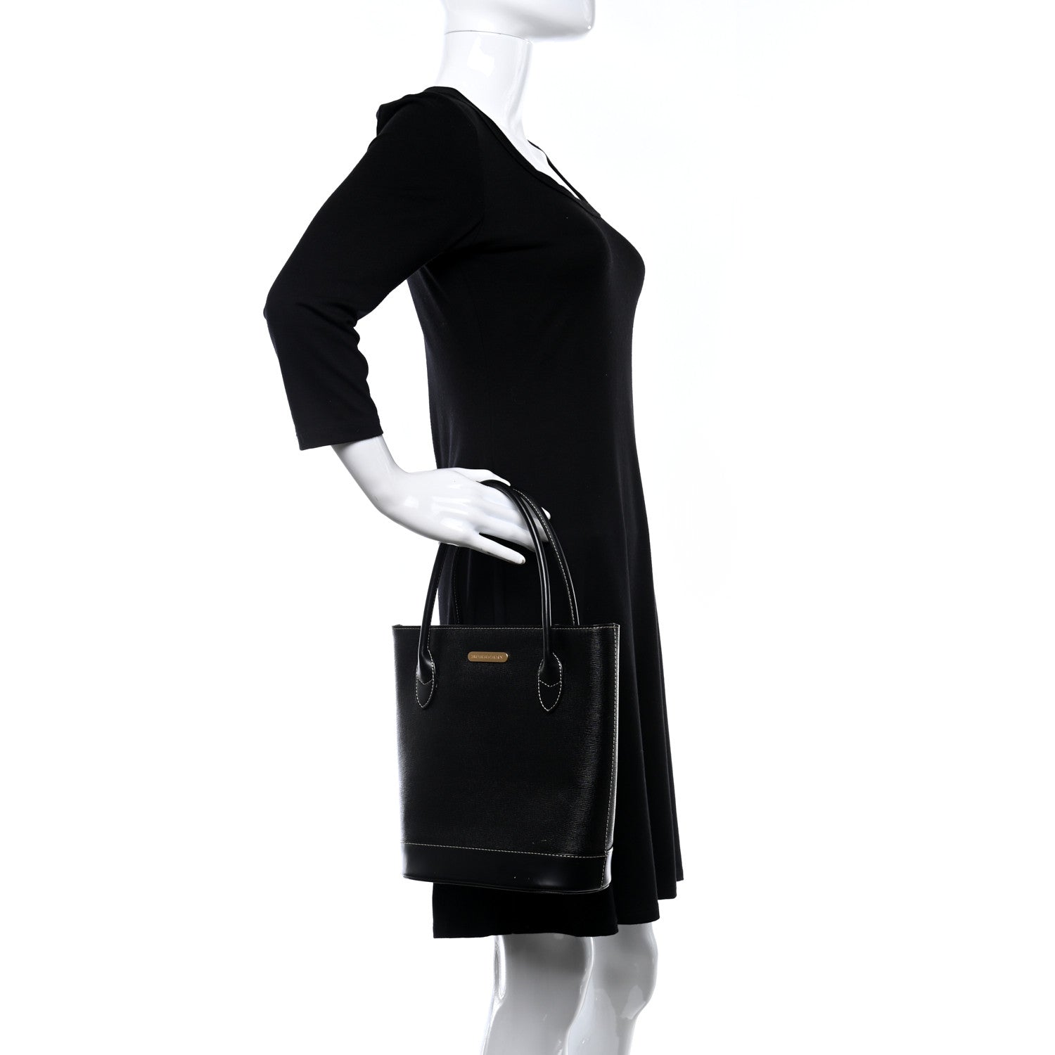 Burberry Saffiano Top Handle Bag Black 2 of 9