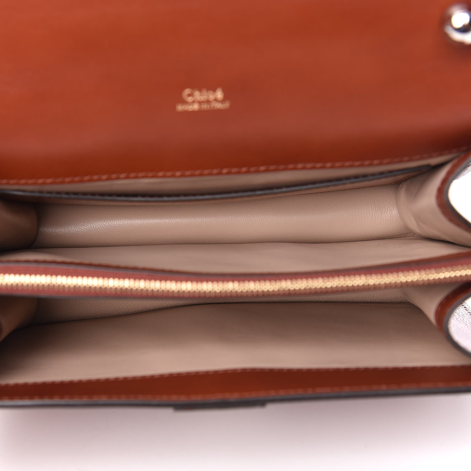 Chloe Shiny Goatskin Calfskin Aby Chain Shoulder Bag Sepia Brown 7 of 9
