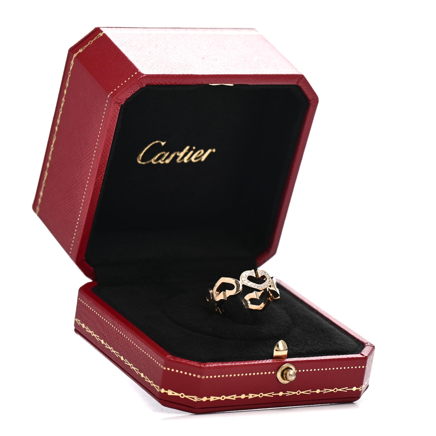 18K Yellow Gold Diamond Hearts and Symbols Ring 57 8