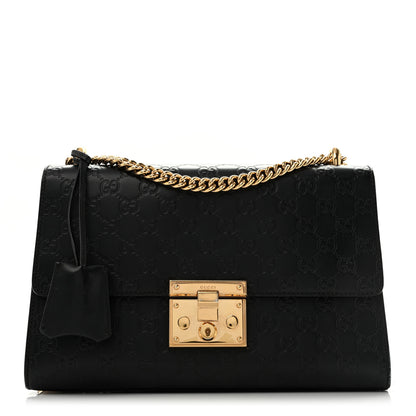 Gucci Guccissima Medium Padlock Shoulder Bag Black 1 of 14