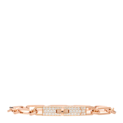 Hermes 18K Rose Gold Diamond Pave PM Kelly Chaine Bracelet ST 1 of 3