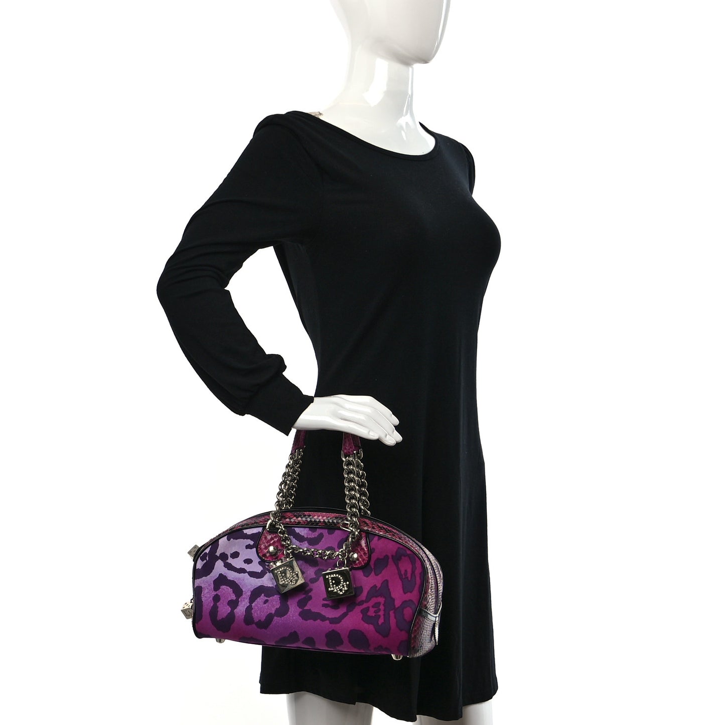 Snakeskin Leopard Gambler Dice Bowler Pink