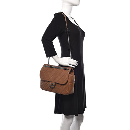 Chanel Calfskin Quilted Jumbo Coco Sporran Flap Light Brown 2 of 10