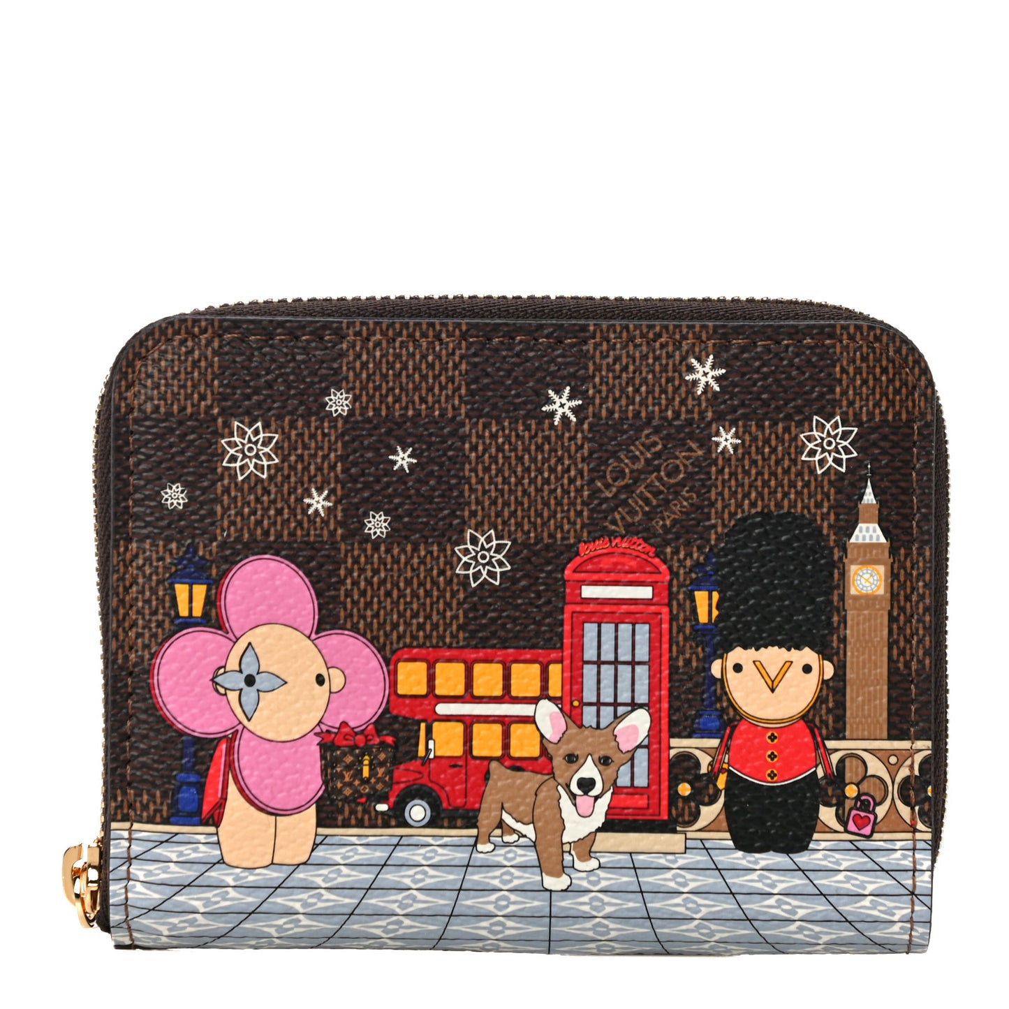 Damier Ebene 2021 Christmas Animation London Zippy Coin Purse Red