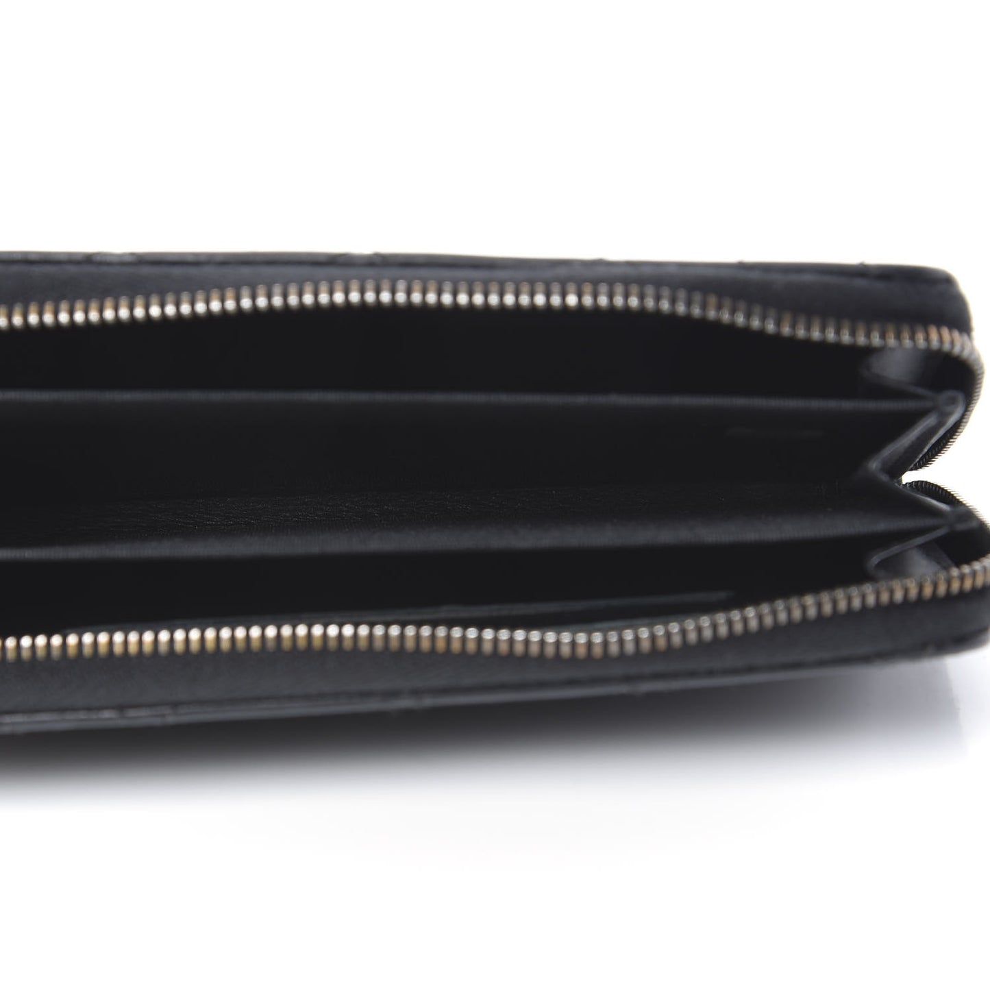 Glazed Calfskin Quilted Small Coco Boy Zip Around Wallet Black