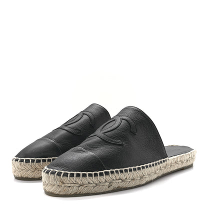 Chanel Calfskin CC Espadrille Mules 41 Black 3 of 9