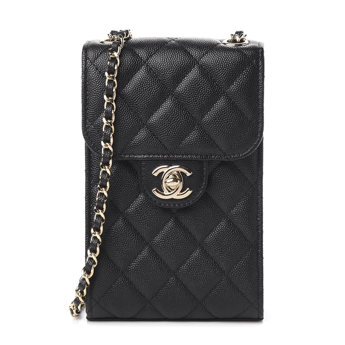 Caviar Quilted Classic Phone Holder Black