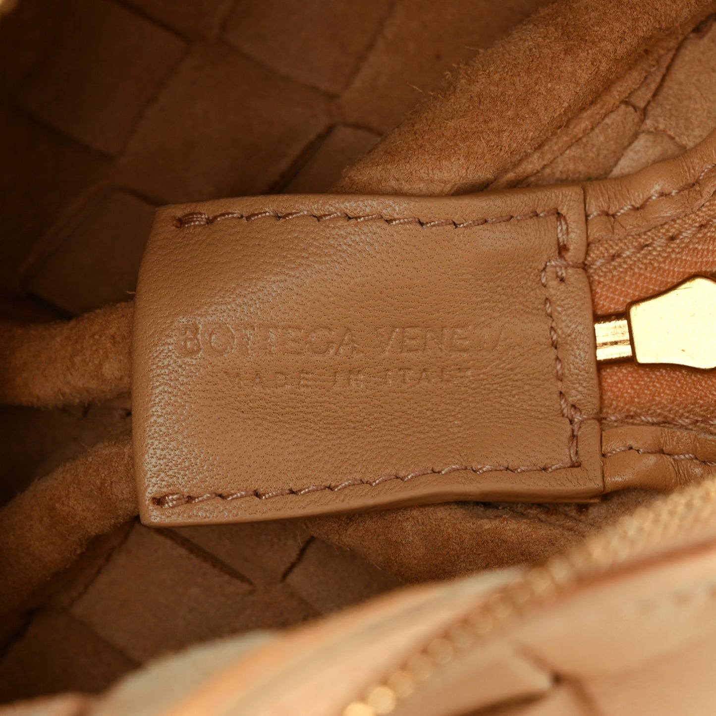 Nappa Intrecciato Mini Loop Camera Bag Almond