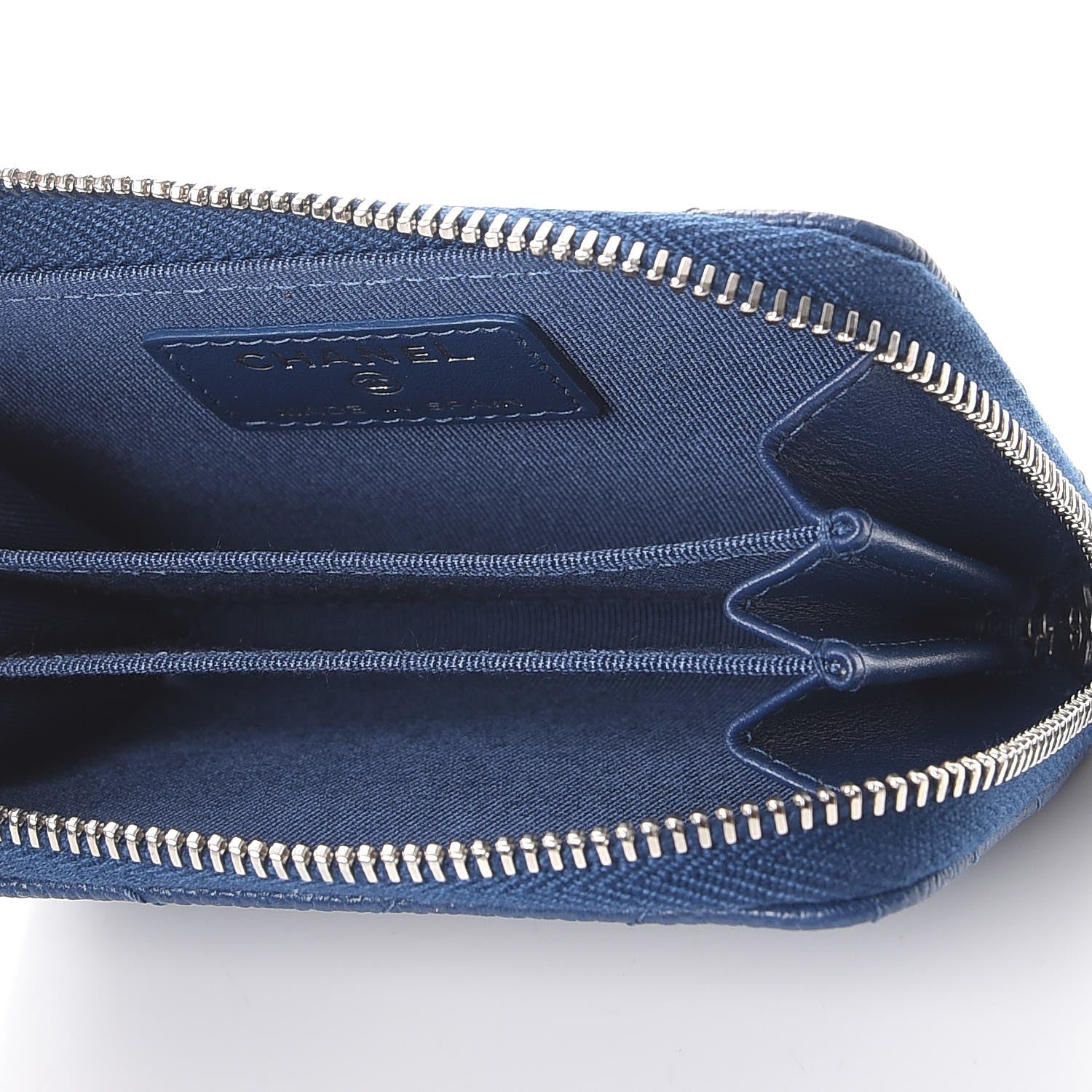 Chanel Caviar Chevron Quilted Zip Coin Purse Navy 5 of 8