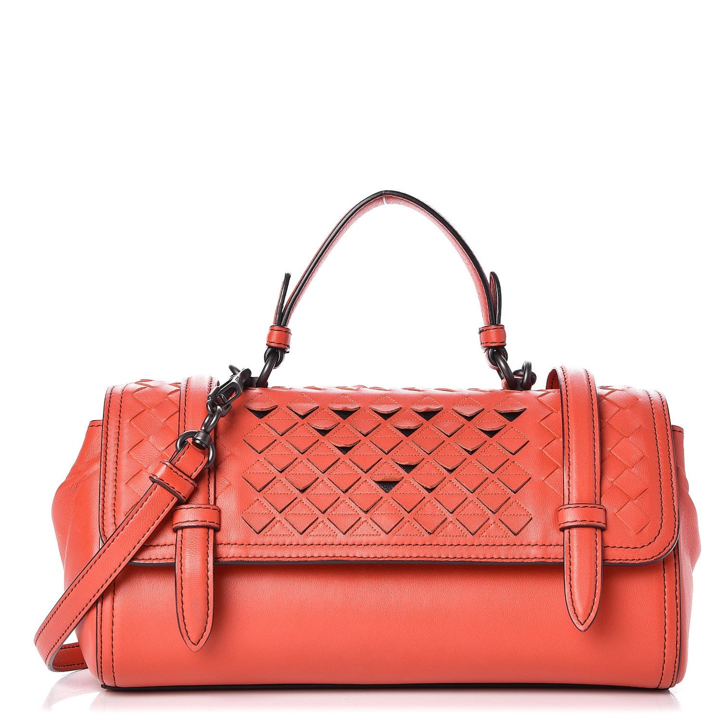 Nappa Intrecciato Scales Mini Top Handle Bag Geranium