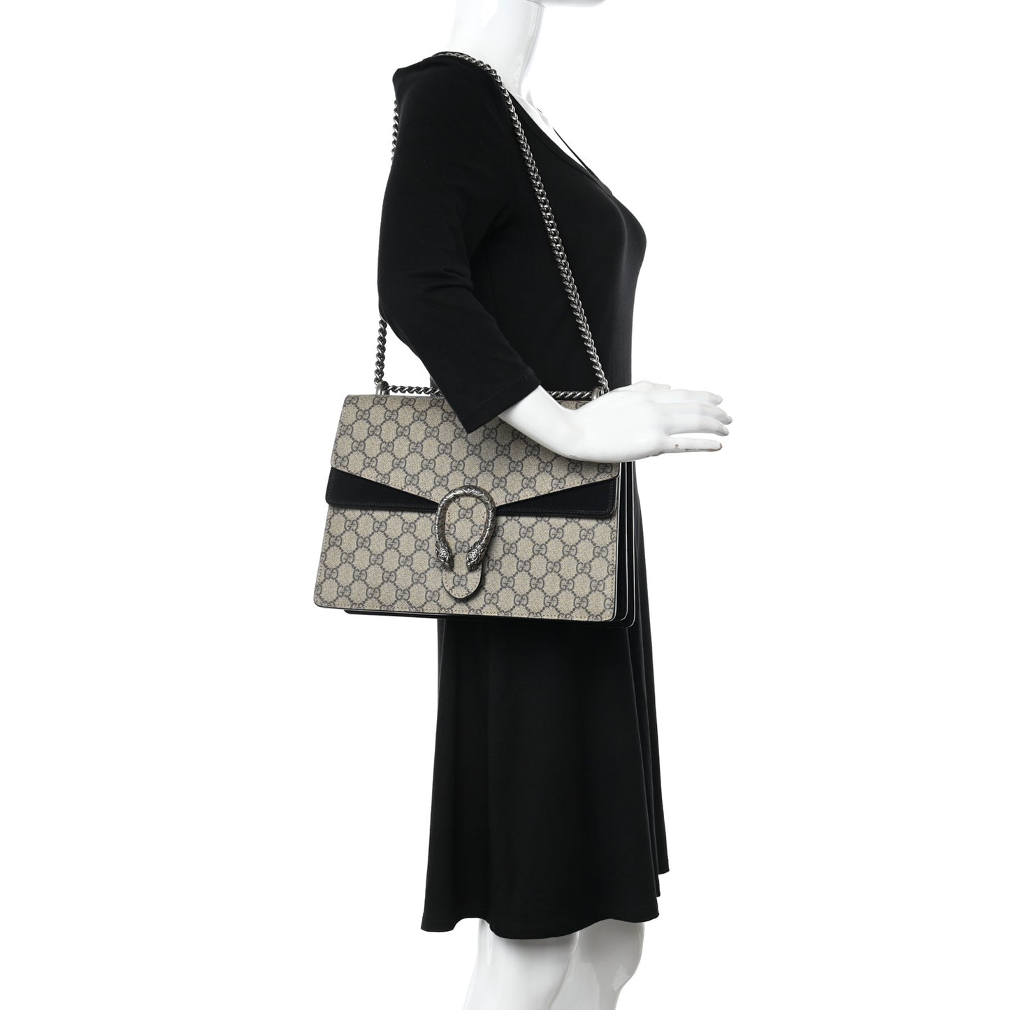 GG Supreme Monogram Medium Dionysus Shoulder Bag Black
