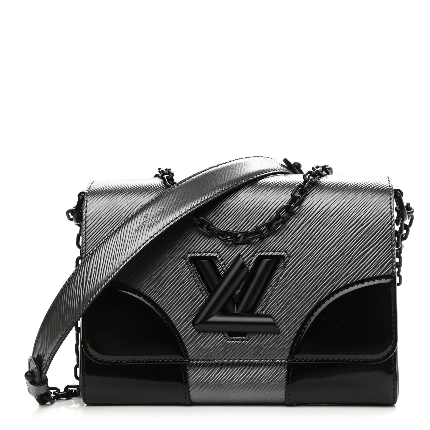 Epi Patent Twist Shoulder Bag MM Anthracite Nacre