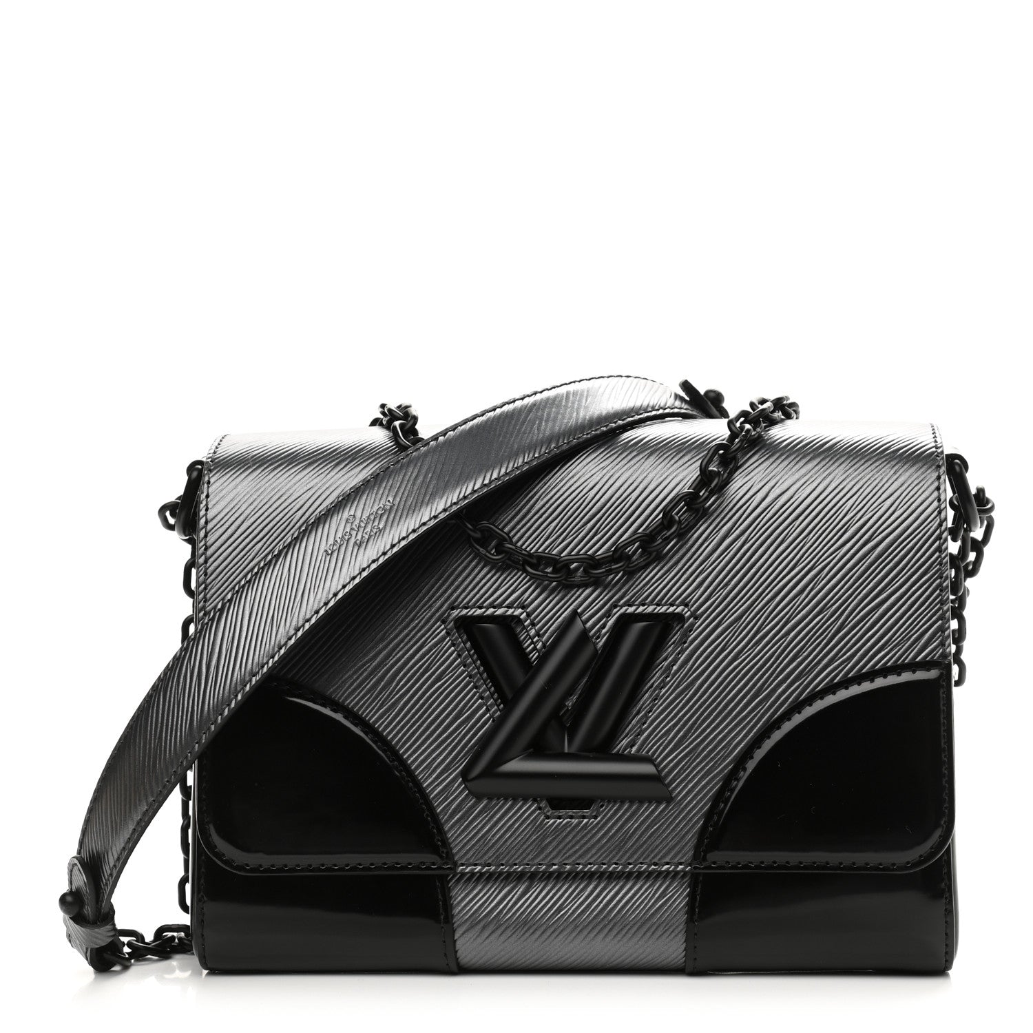 Louis Vuitton Epi Patent Twist Shoulder Bag MM Anthracite Nacre 3 of 9